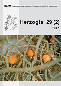 Cover of Herzogia 29 Vol 2 Part 1: Basidiomata of Biatoropsis hafellneri on the thallus of Usnea cornuta