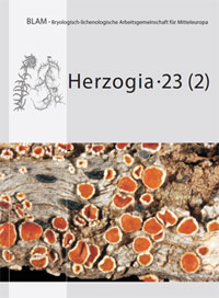 Titelseite Herzogia 23 Heft 2, Caloplaca albocrenulata, Typus-Foto V. Wirth