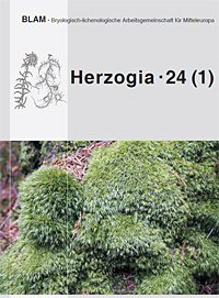Titelseite Herzogia 24 Heft 1: Leucobryum juniperoideum und L. glaucum (left).